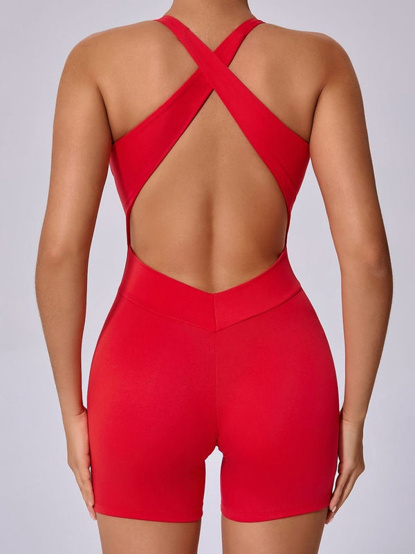 Lace-up Cross Back Romper