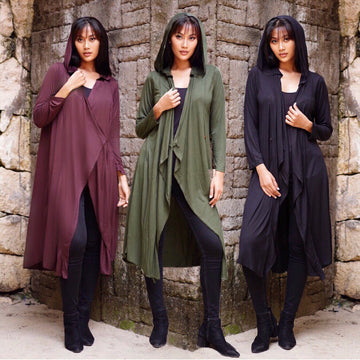 Georgia Wrap Asymmetric Hooded Jersey Coat