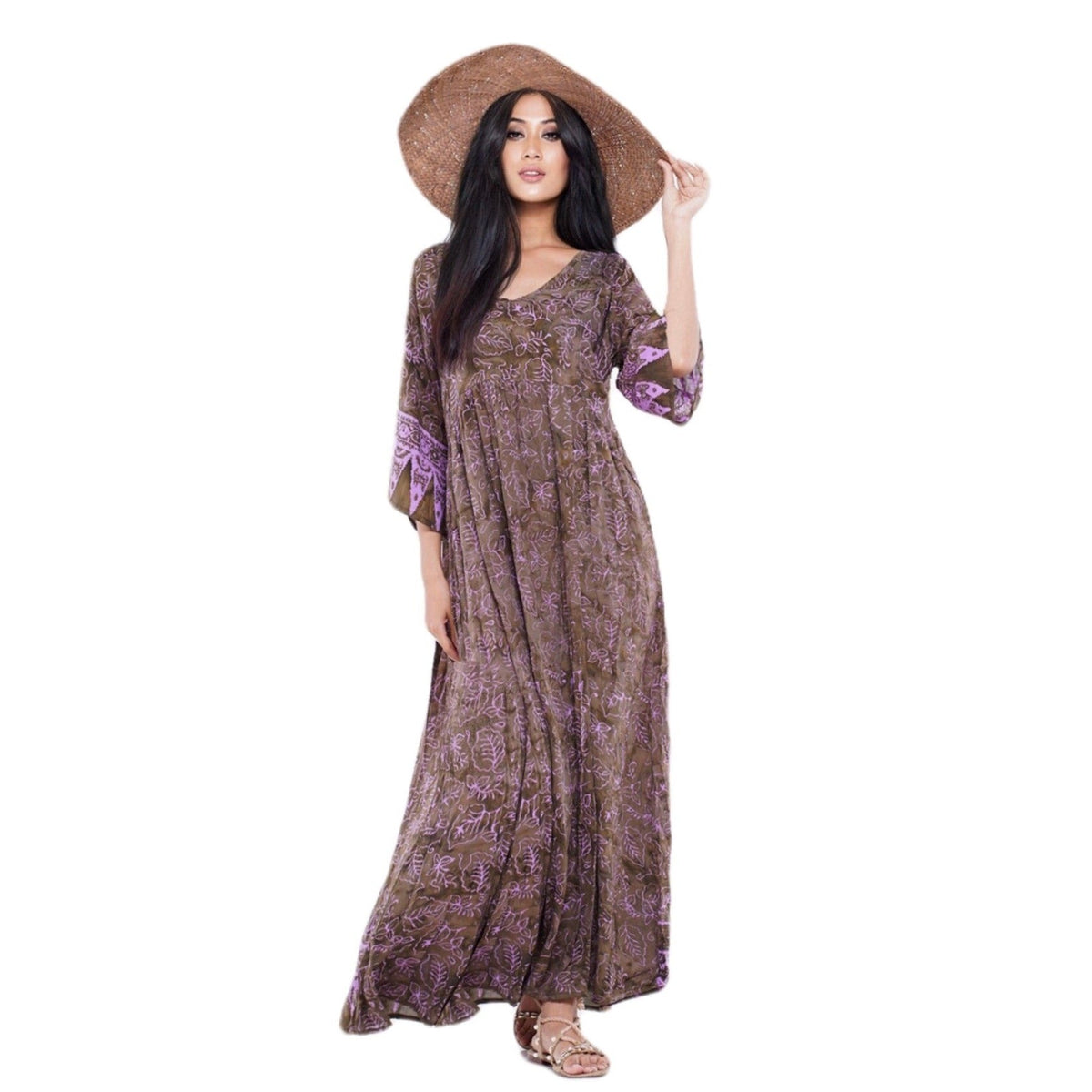 Mariana Bali Batik Empire Baby Doll Maxi Dress