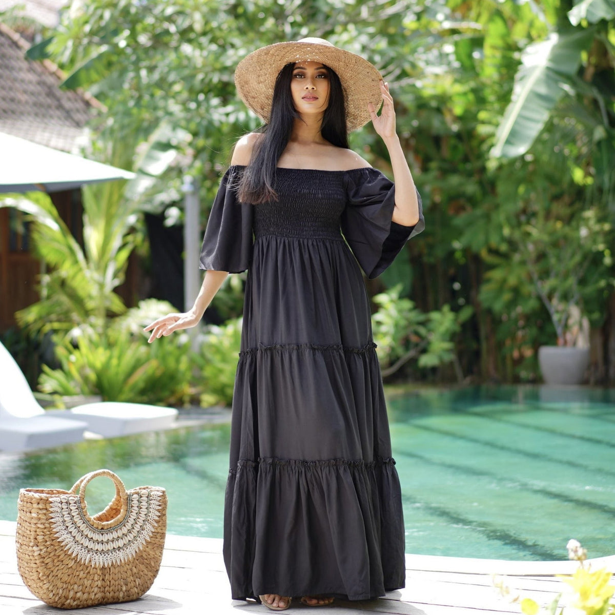 Jaylee Smocked Bodice Boho Maxi Dress
