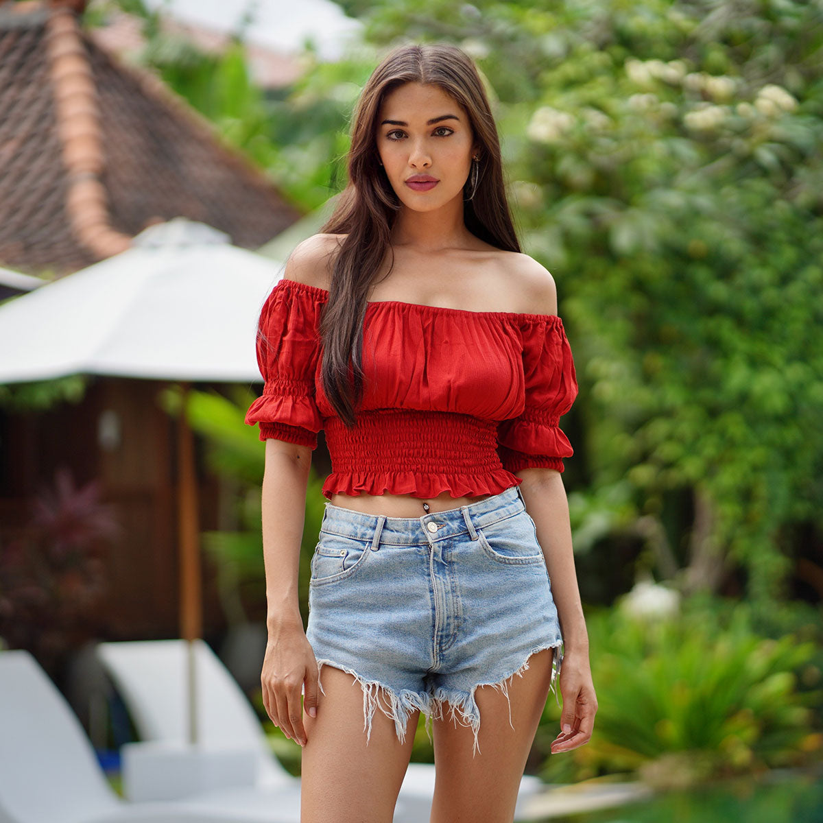 Katie Bohemian Sexy Crop Blouse Top