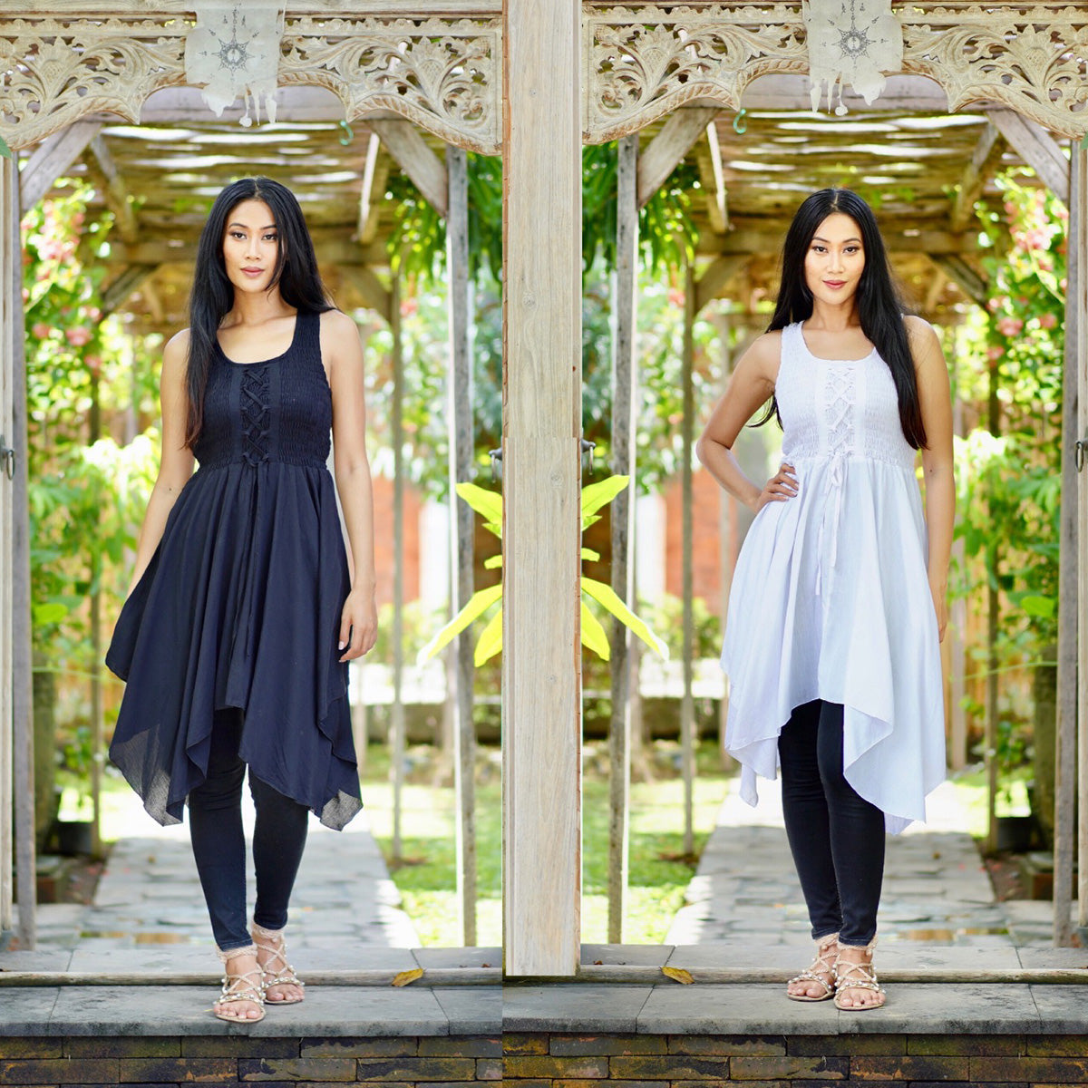 Micah Asymmetrical Lace-Up Boho Short Dress