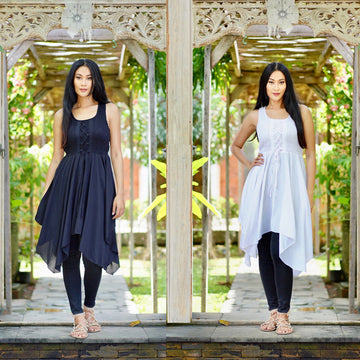 Micah Asymmetrical Lace-Up Boho Short Dress