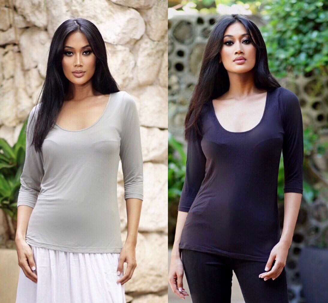 Danielle Basic Top T-Shirt Stretch Rayon Lycra 3/4 sleeve Women Fashion