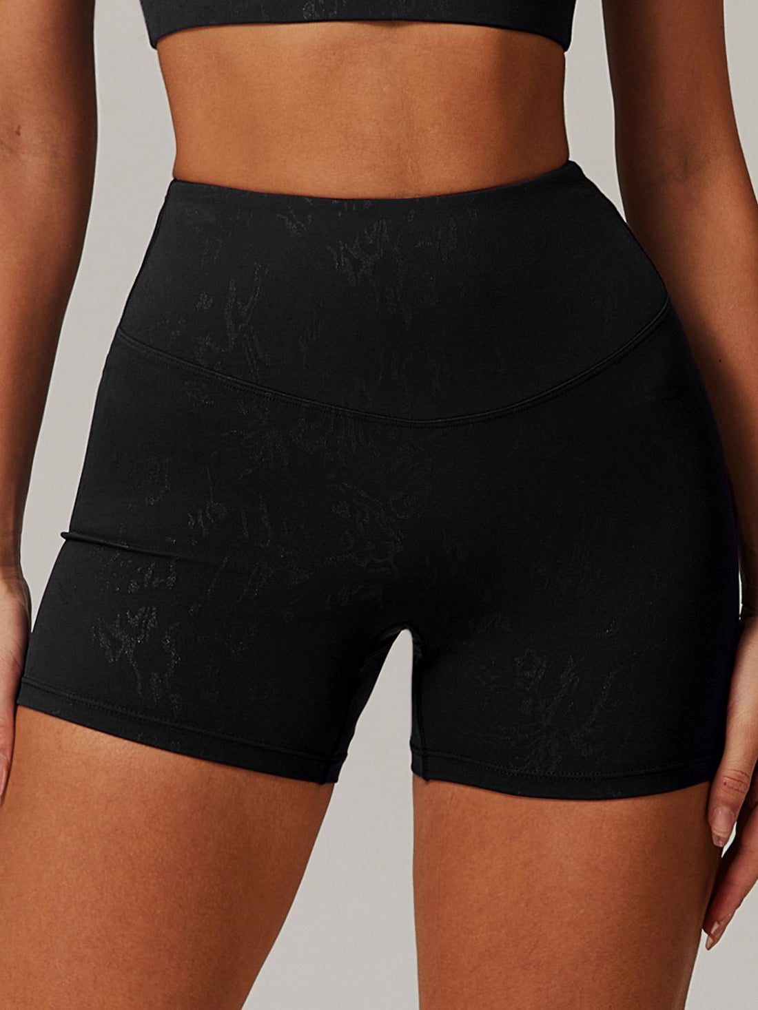 High-rise Hot Stamping Print Quick Dry Scrunch Bum Booty Shorts