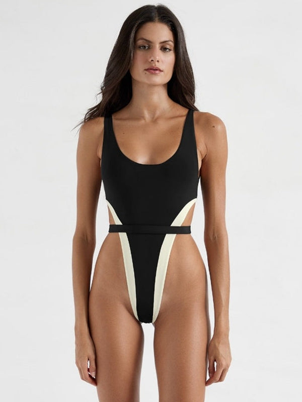 Contrast Color Stripes One Piece