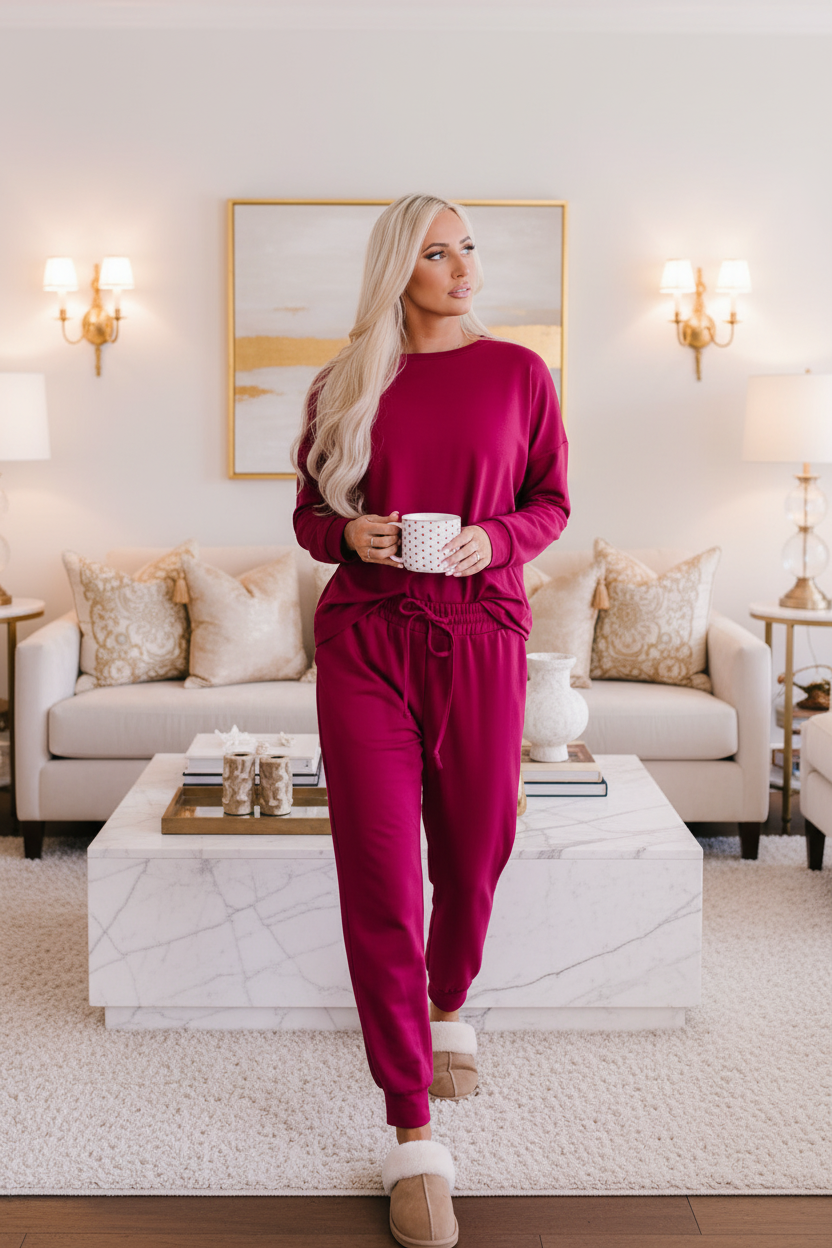Karina Long Sleeve Pullover and Jogger Pants Lounge Set