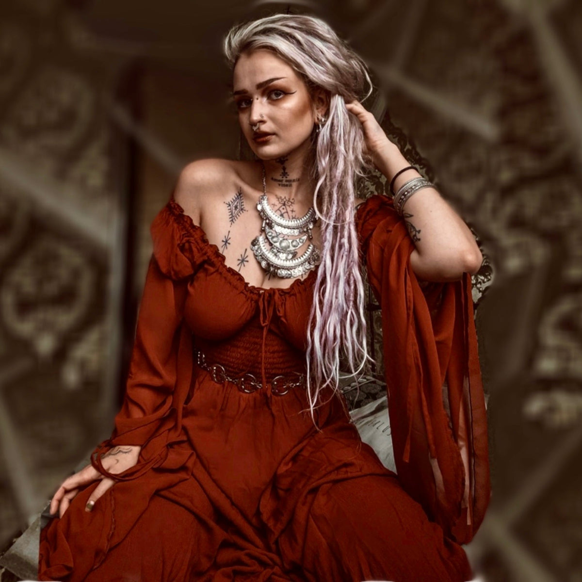 Helena Renaissance Flowing Sleeve Romantic Maxi Dress