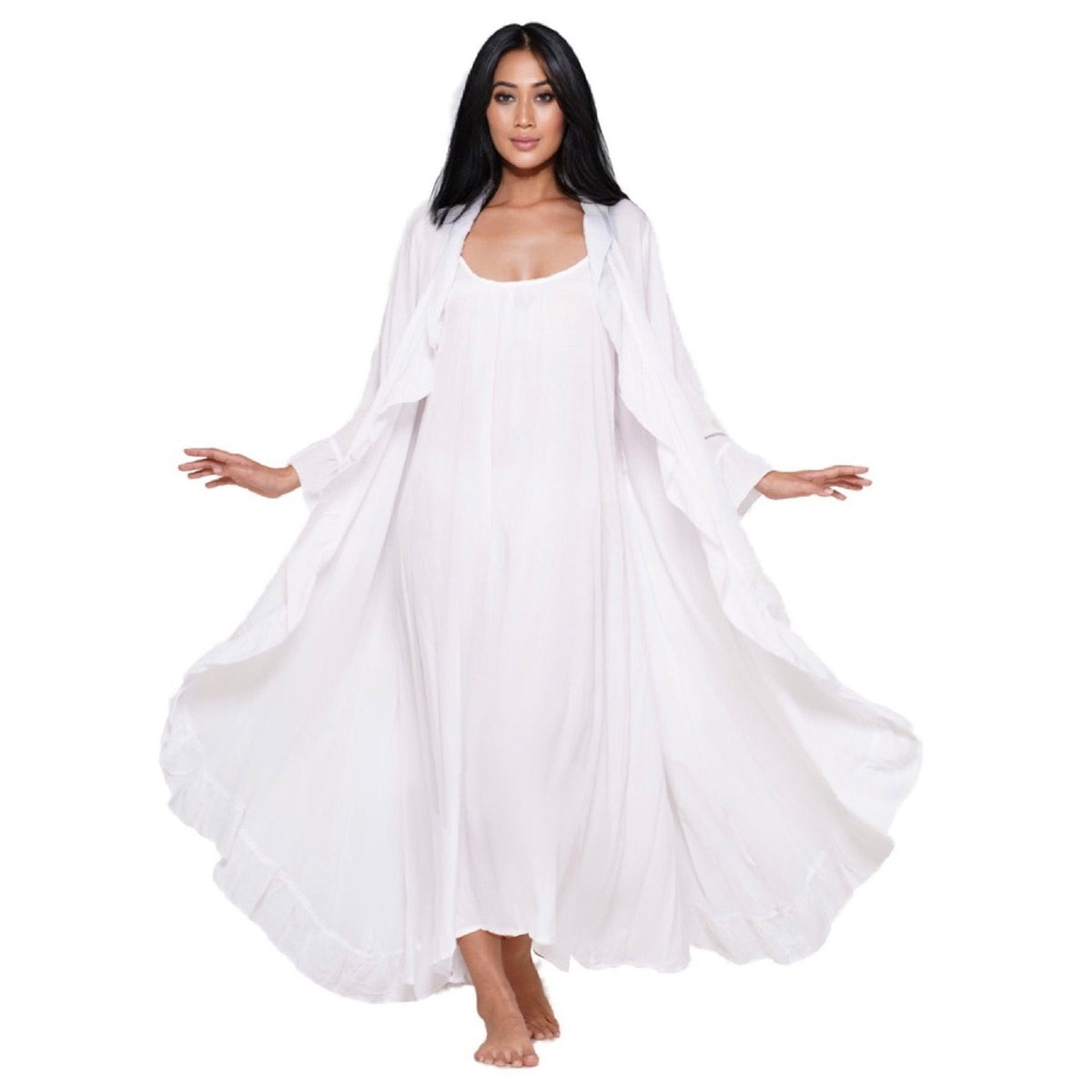 Anya Renaissance Tie Belt Ruffle Wrap Kimono and Dress
