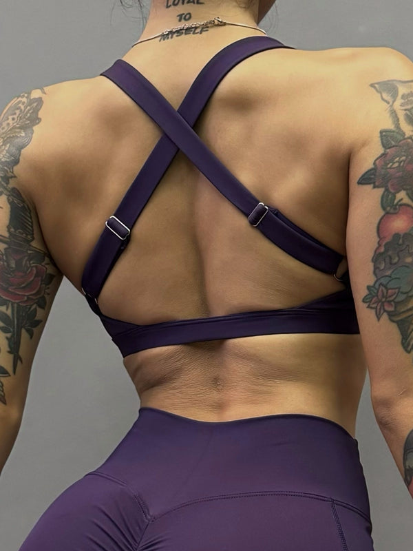 Folds Cutout Cross Back Sports Bras