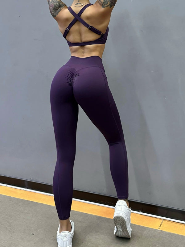 Folds Cutout Cross Back Sports Bras