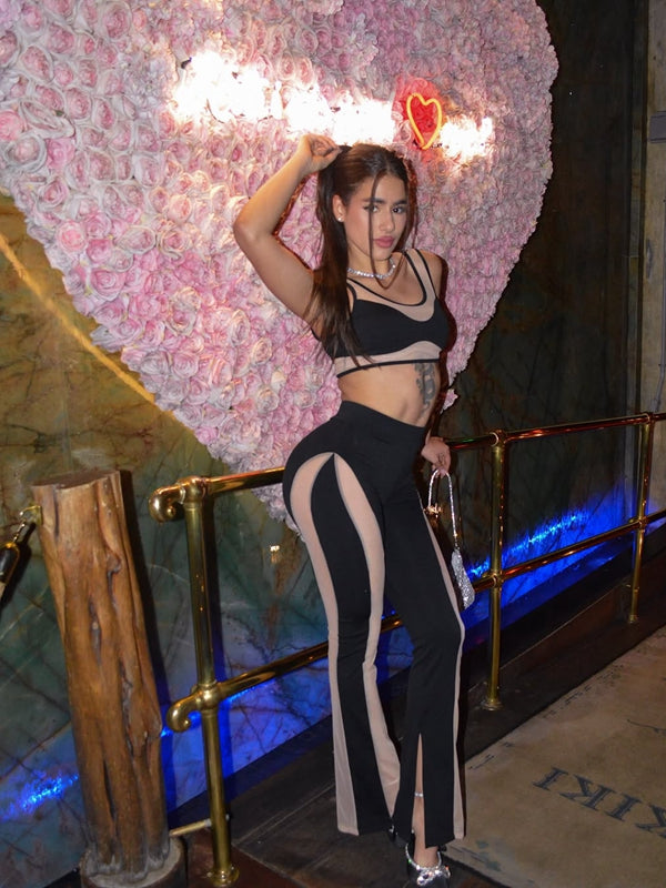 Super Sexy Unique Sheer Mesh Split Tracksuit