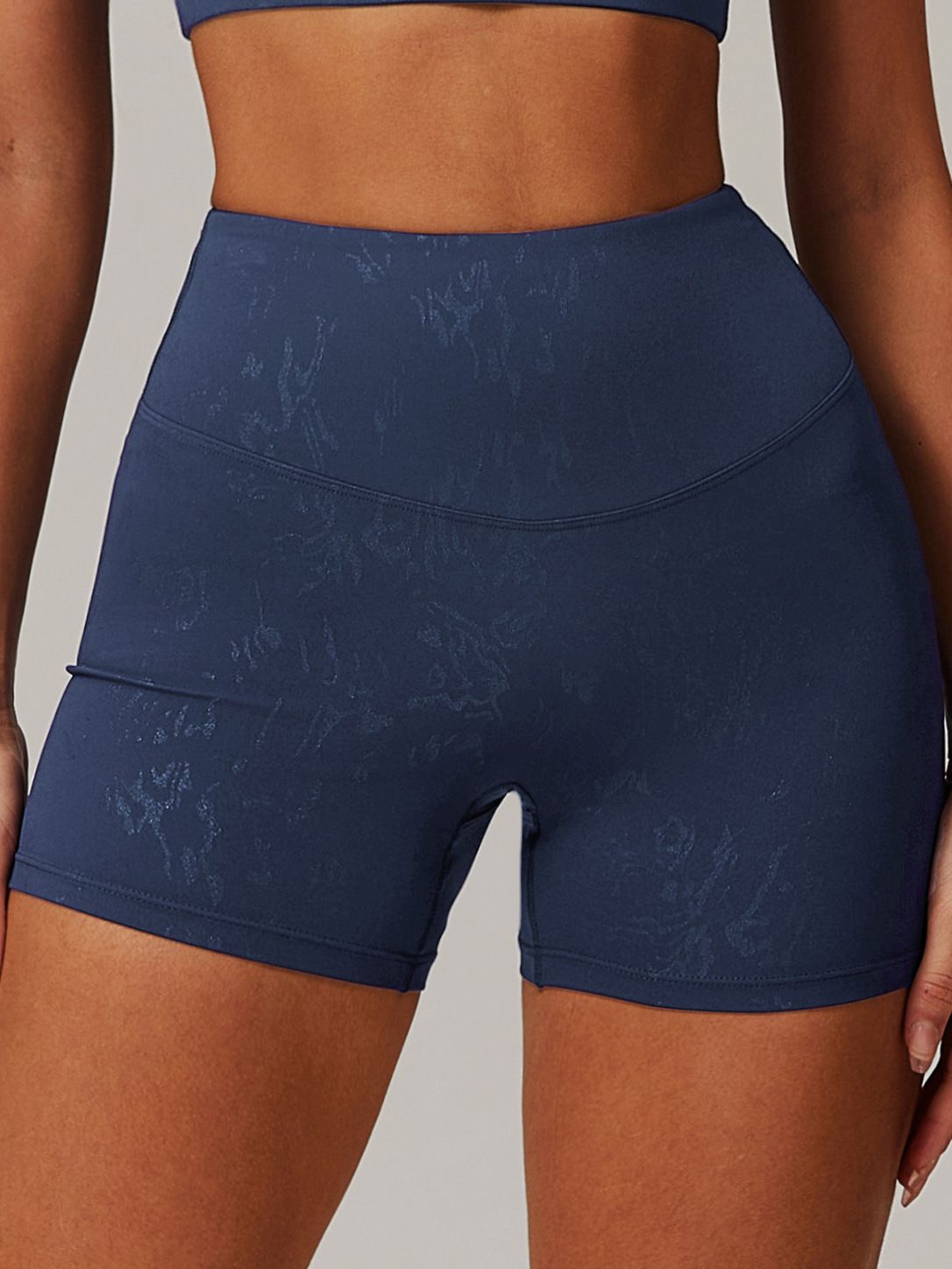 High-rise Hot Stamping Print Quick Dry Scrunch Bum Booty Shorts