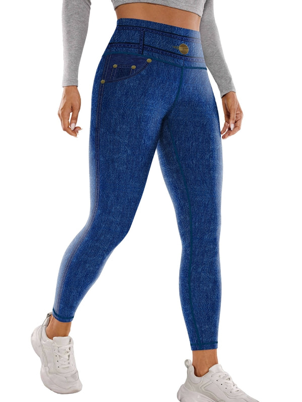 Faux Denim Pocket Leggings