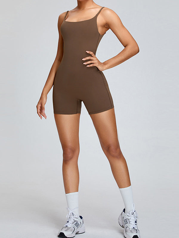 Backless U Collar Quick Dry Nude Sensation Romper