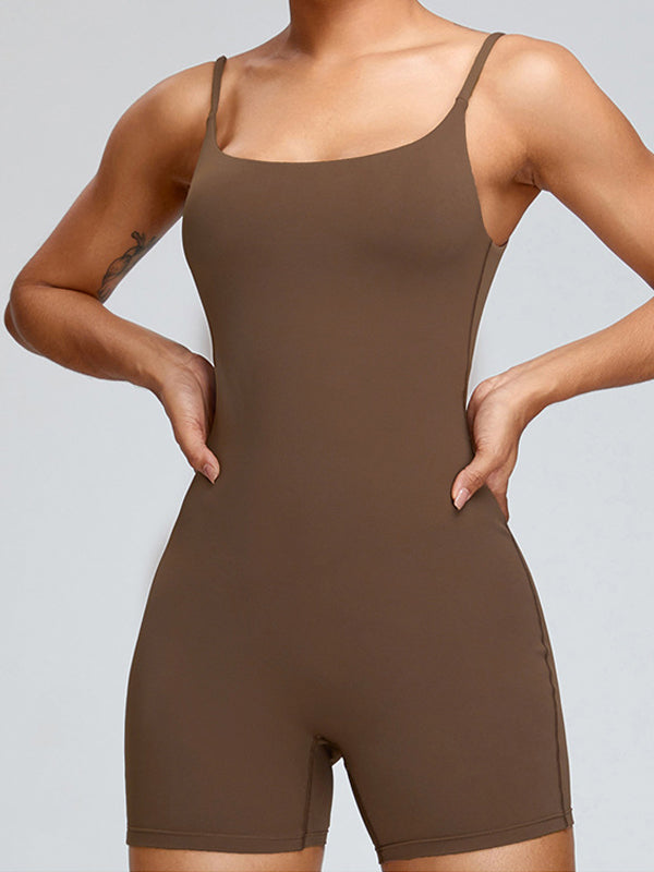 Backless U Collar Quick Dry Nude Sensation Romper