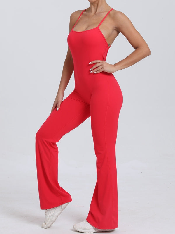 Cross Back Flare Booty Jumpsuit