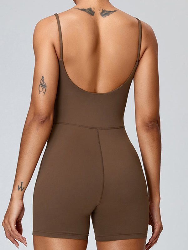 Backless U Collar Quick Dry Nude Sensation Romper