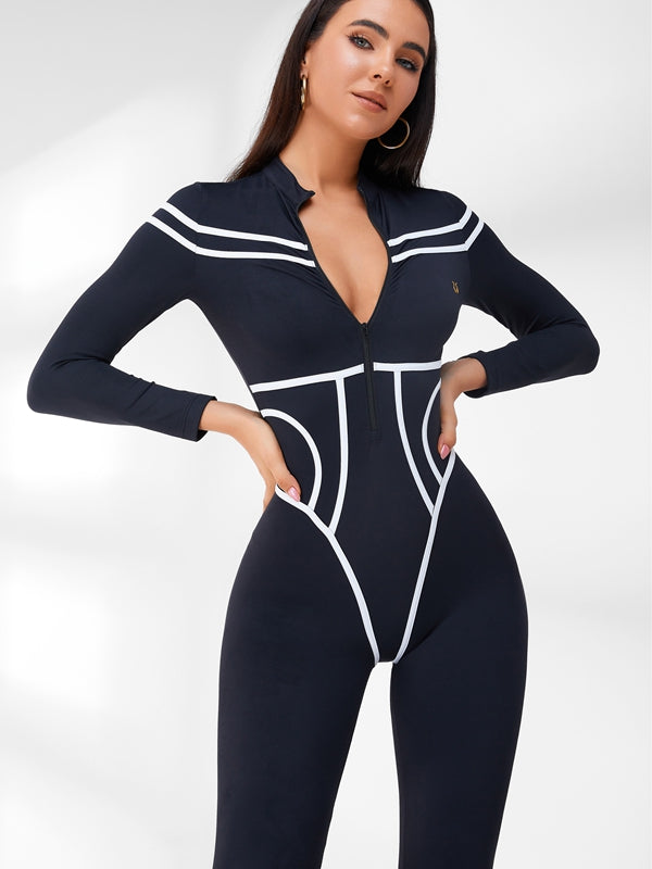 Trendy Zipper Stripes Jumpsuit