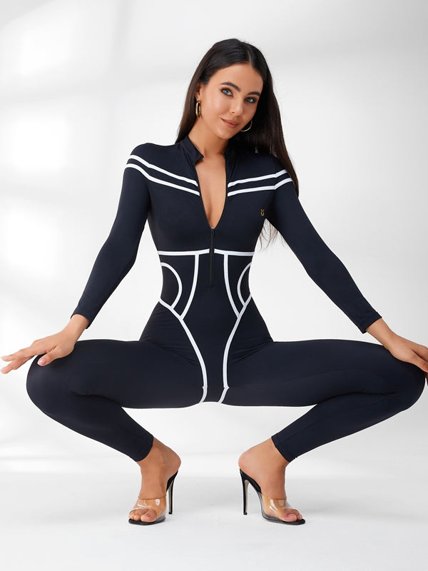 Trendy Zipper Stripes Jumpsuit