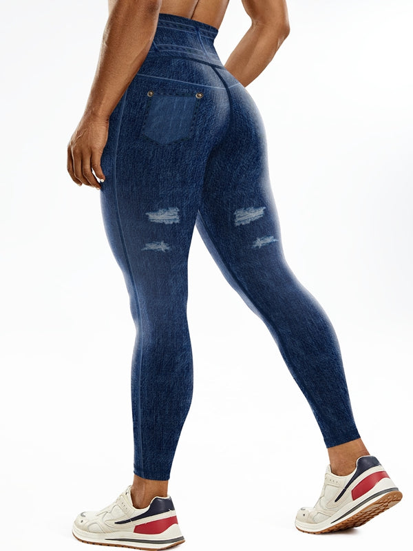 Faux Denim Pocket Leggings