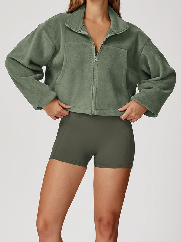 Fleece Pocket Cropped Jacket