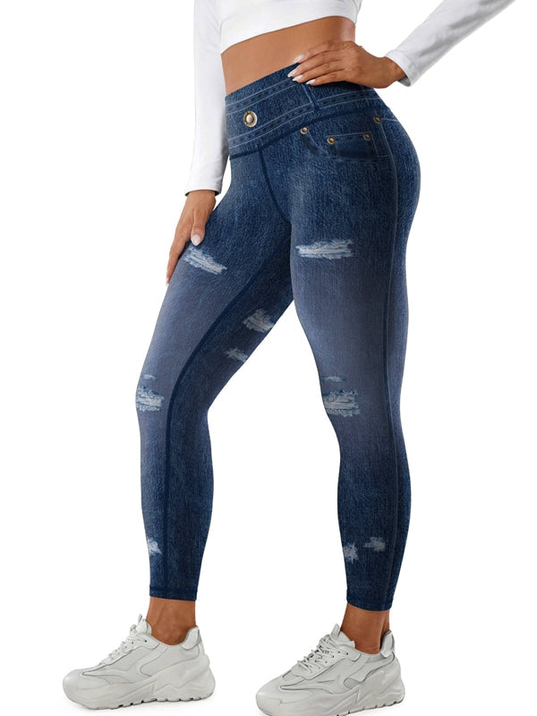Faux Denim Pocket Leggings