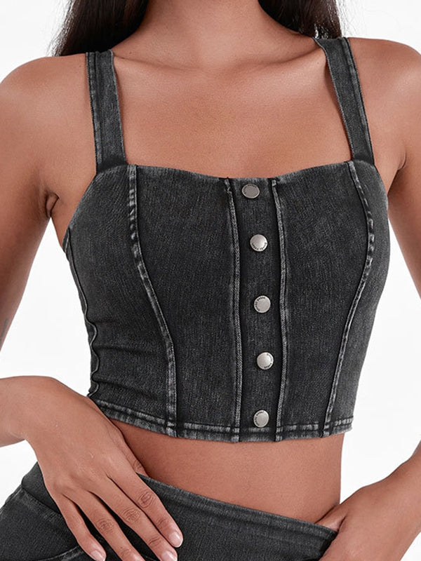 Denim Button Tank