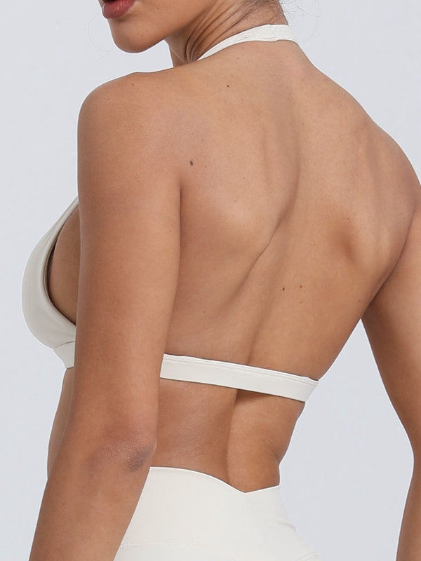 Deep V Collar Backless Sports Bras