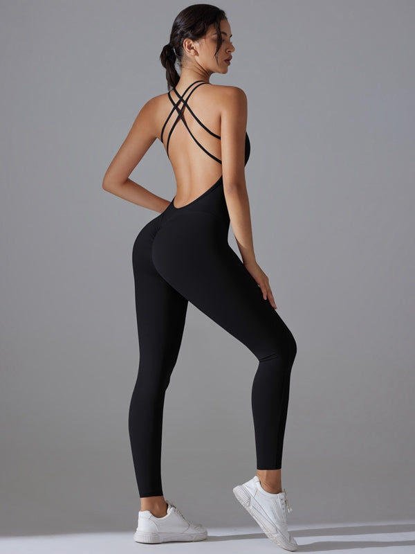 Cross Back Scrunch Bum Quick-dry Jumpsuit