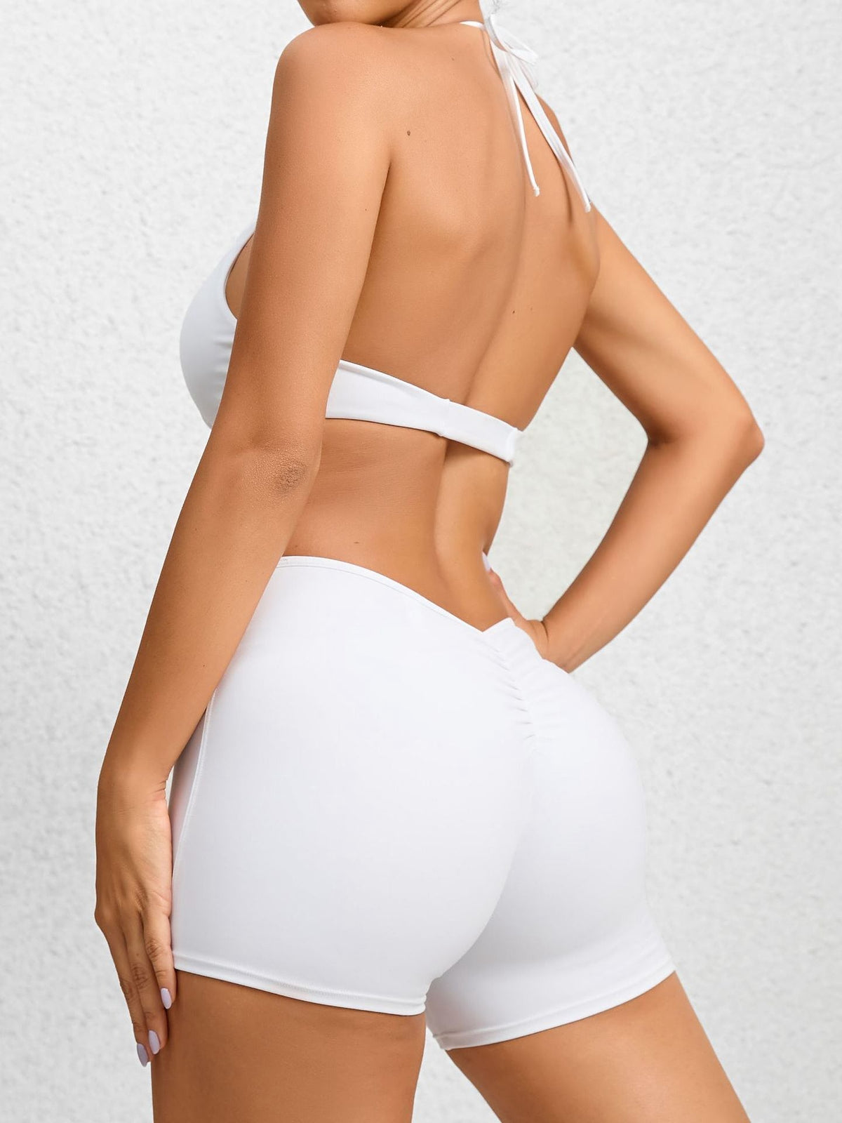 Deep V Collar Backless Scrunch Bum Romper