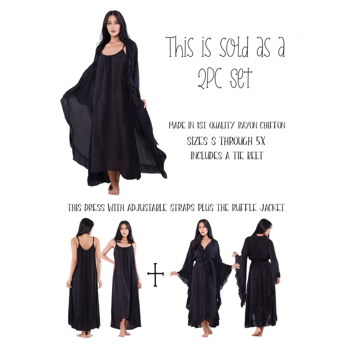 Anya Renaissance Tie Belt Ruffle Wrap Kimono and Dress