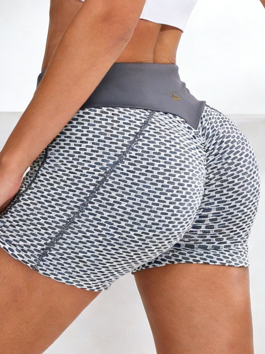 Honeycomb Pocket Peach Hip Spandex Gym Booty Shorts