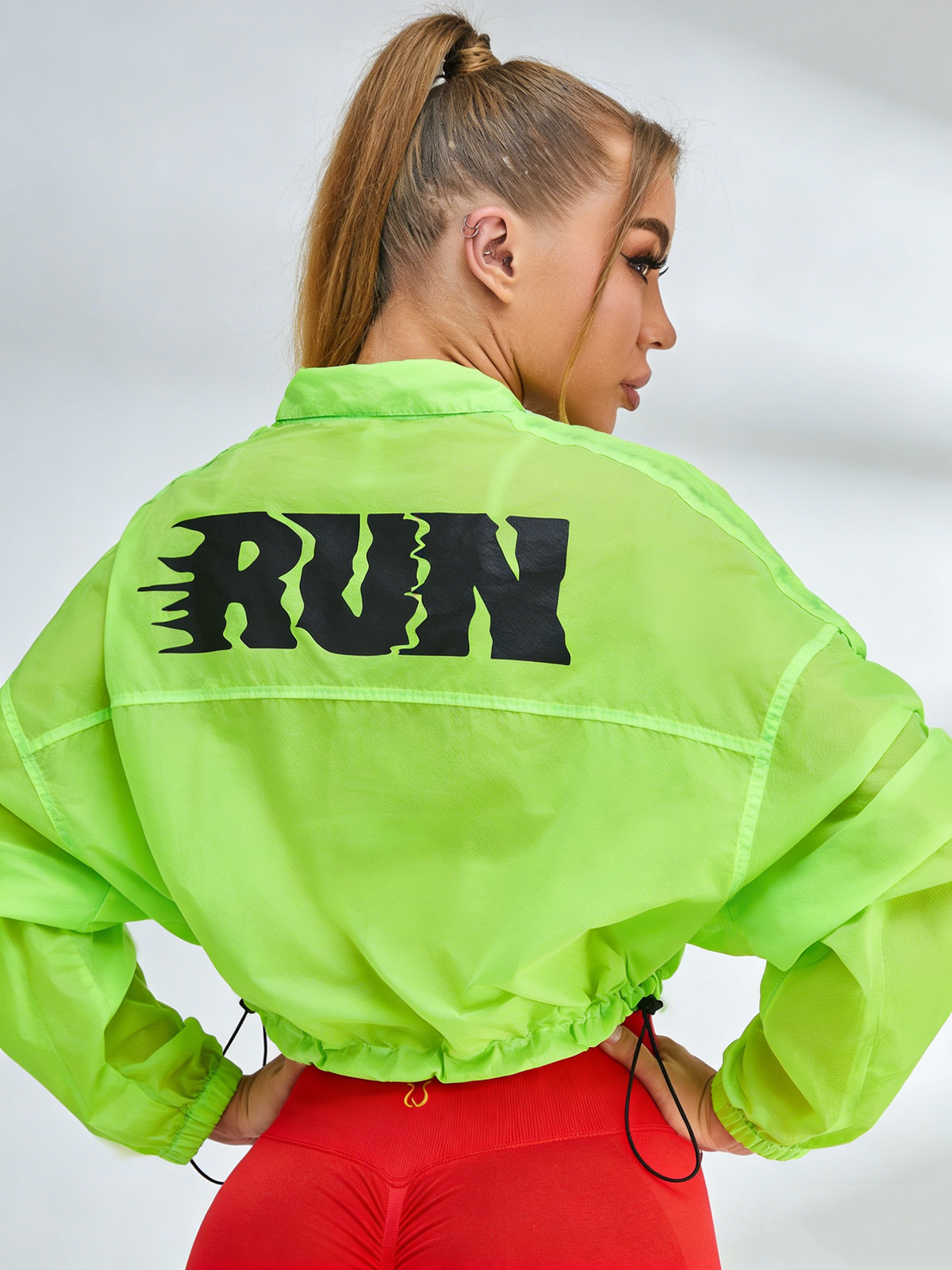 Anti-UV Drawstring Zipper Pocket Quick-dry Cropped Jackets