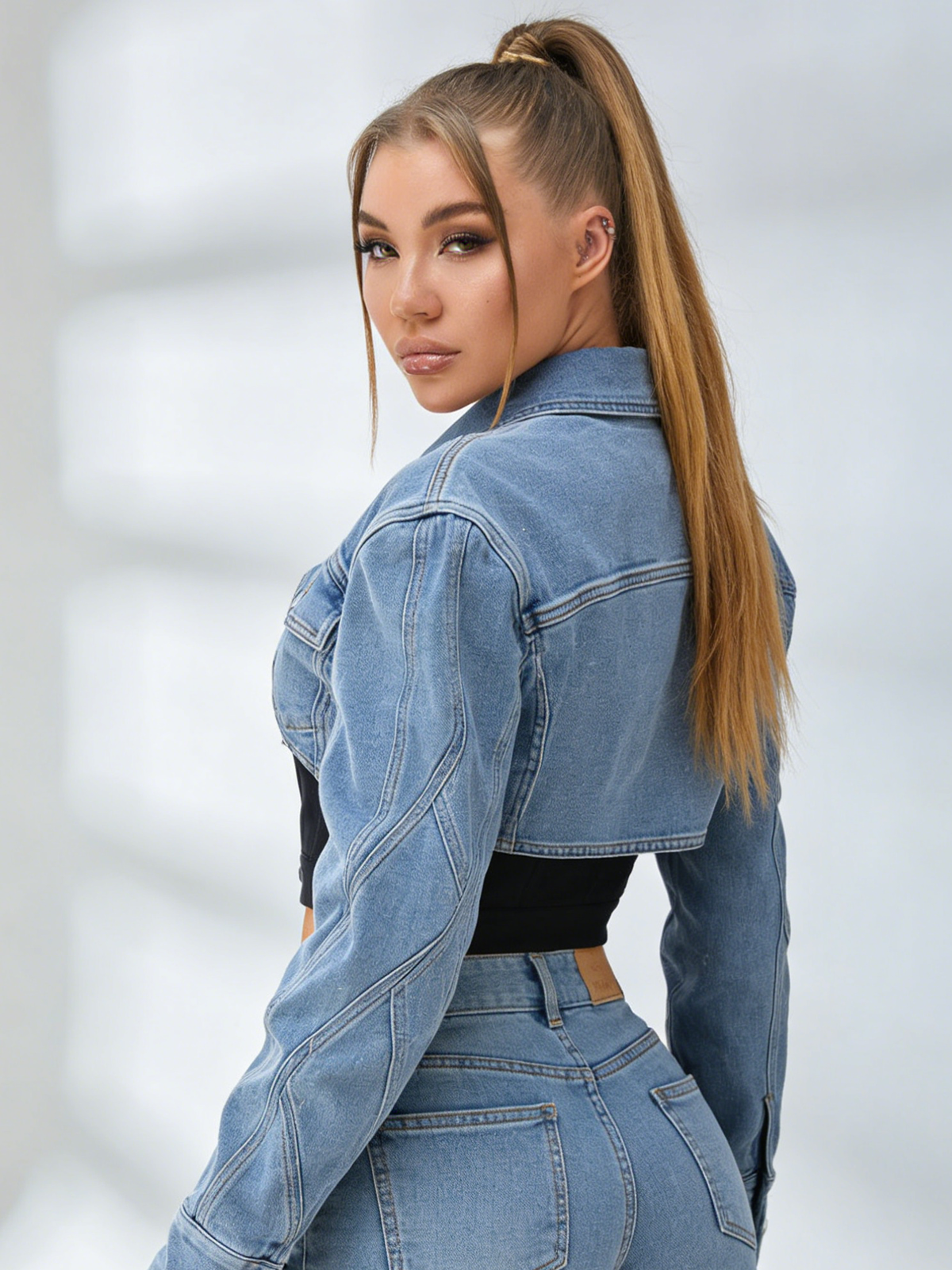 Feamle Denim Cropped Jacket