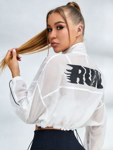 Anti-UV Drawstring Zipper Pocket Quick-dry Cropped Jackets