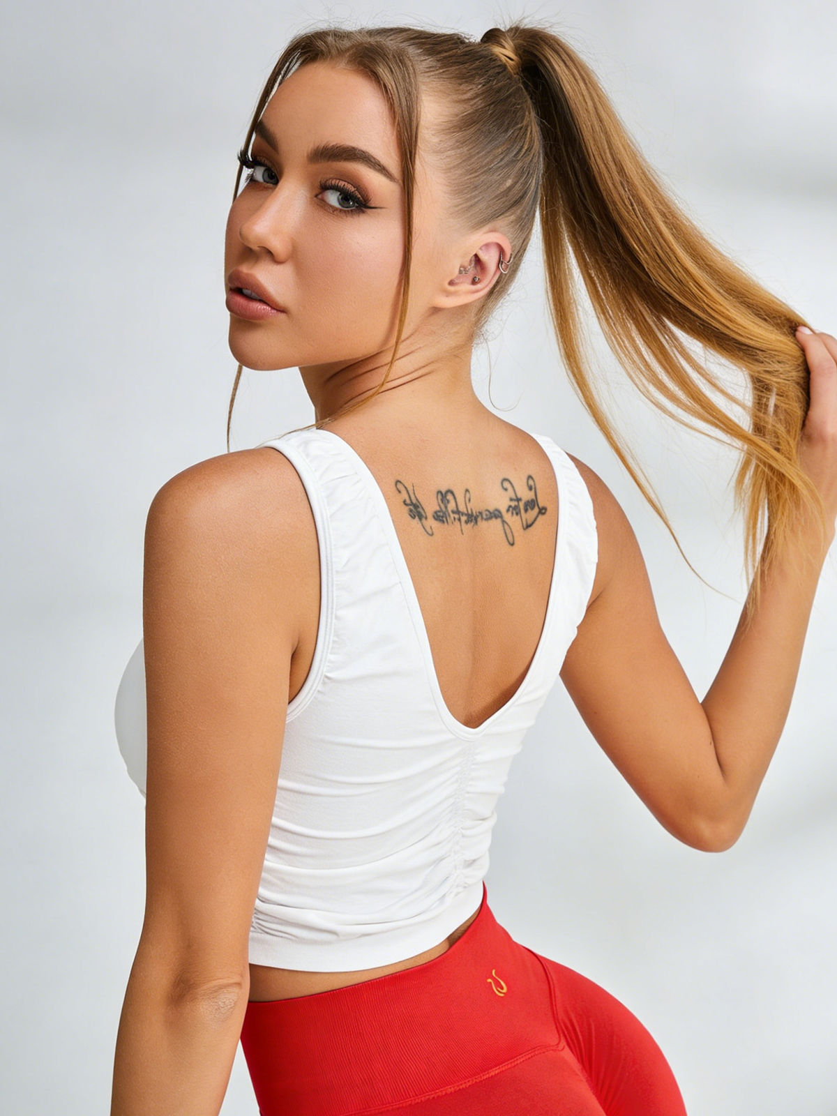 Deep V Collar Backless Folds Quick Dry Tank