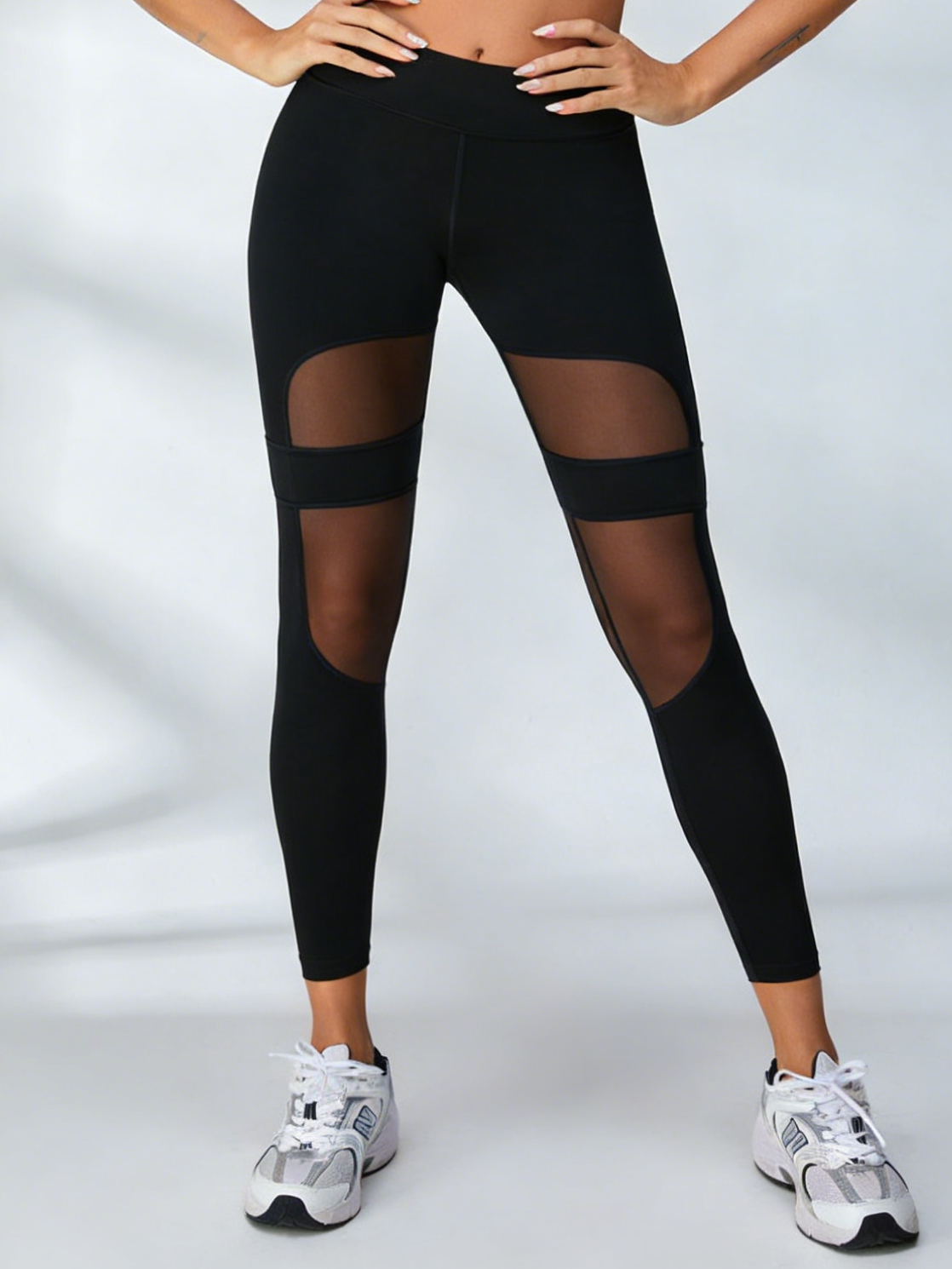 Cutout Mesh High-rise Leggings
