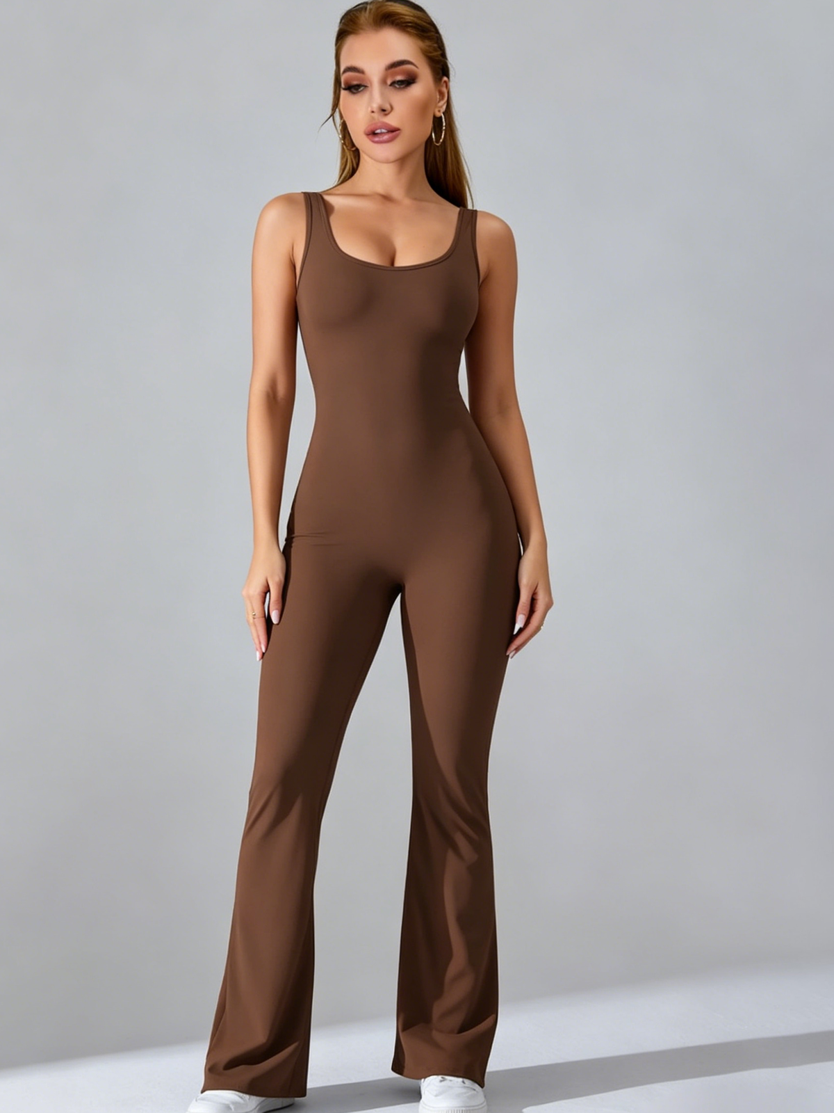Backless Scrunch Bum Flare Jumpsuit