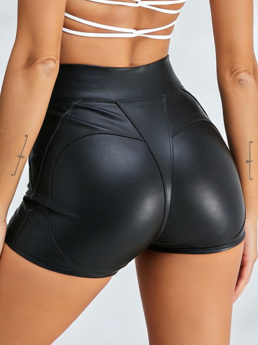 Sexy Faux Leather Push Up Design Lace-up Leggings