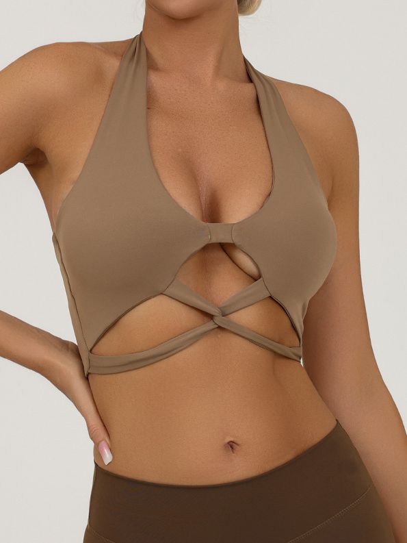Hollow out Twist Backless Sports Bras