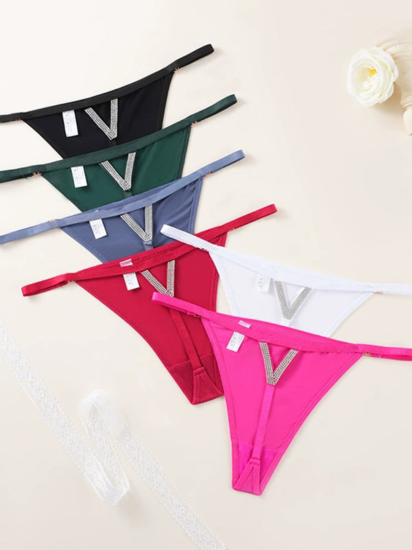Hollow Out Crystal Silk Panties