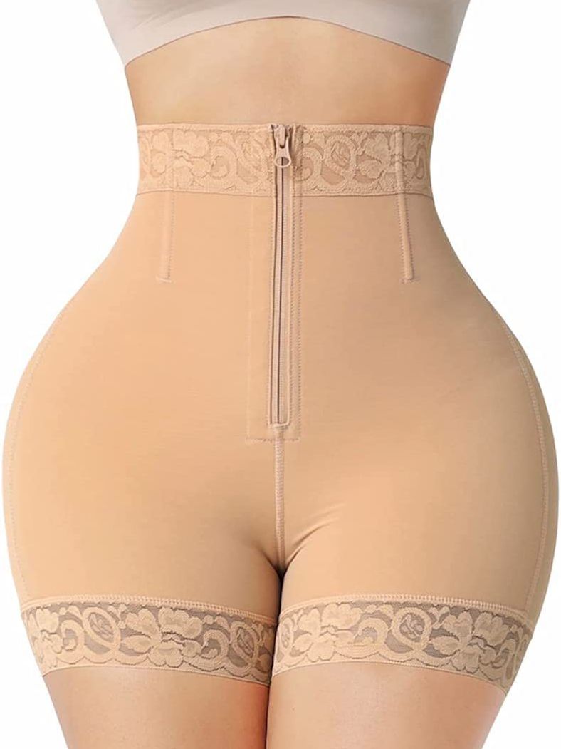 Lace Zipper Push Up Design Corset Shapewear Shorts