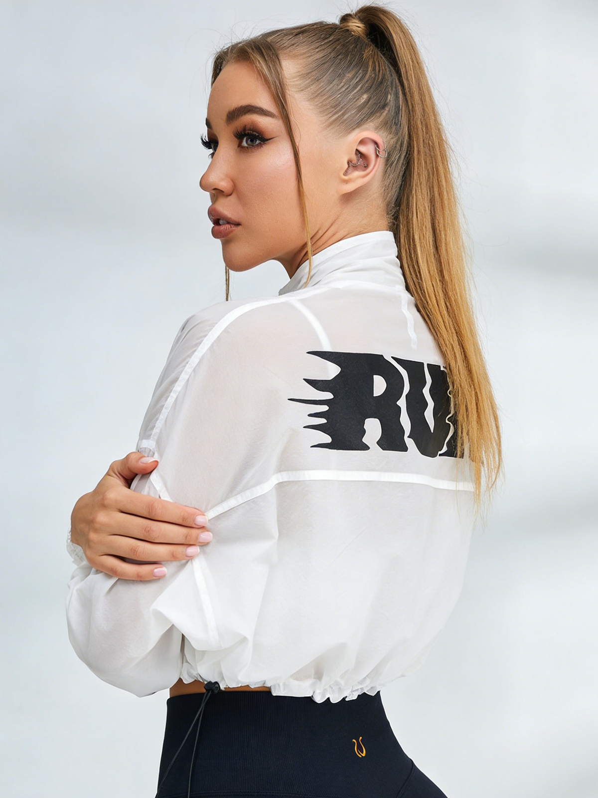 Anti-UV Drawstring Zipper Pocket Quick-dry Cropped Jackets