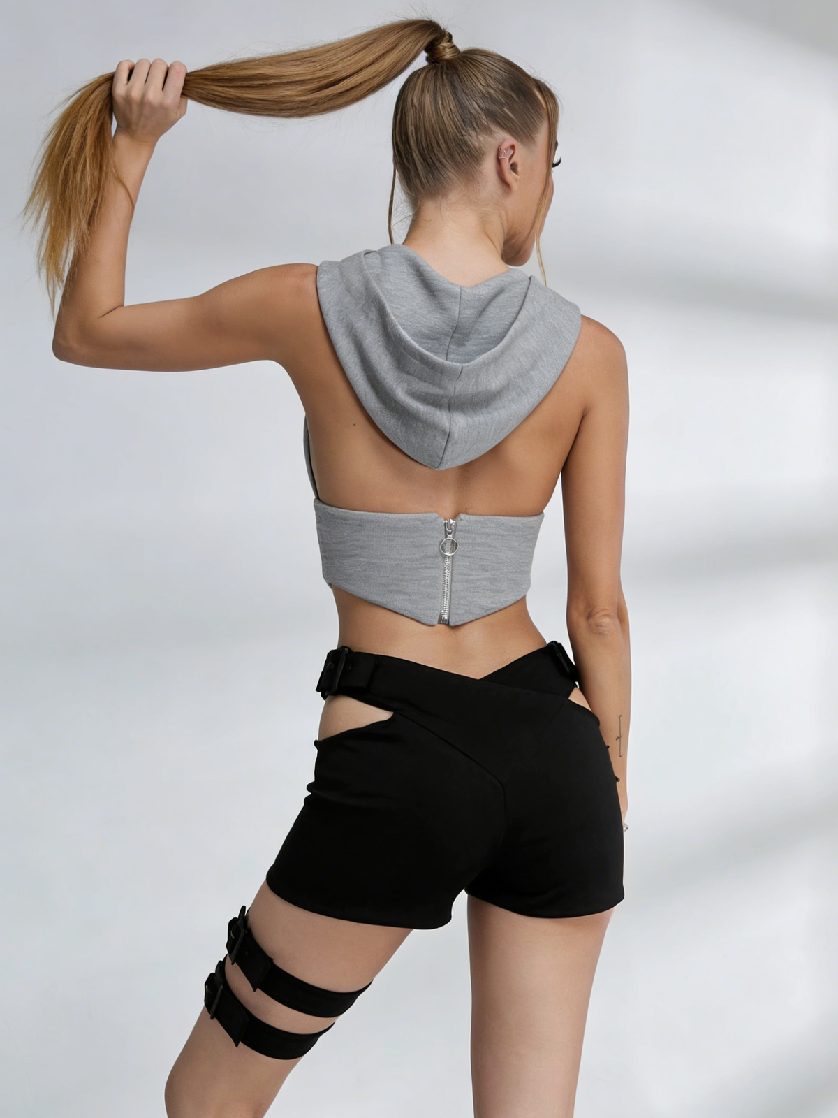Hollow Out Backless With Hat Short Suit