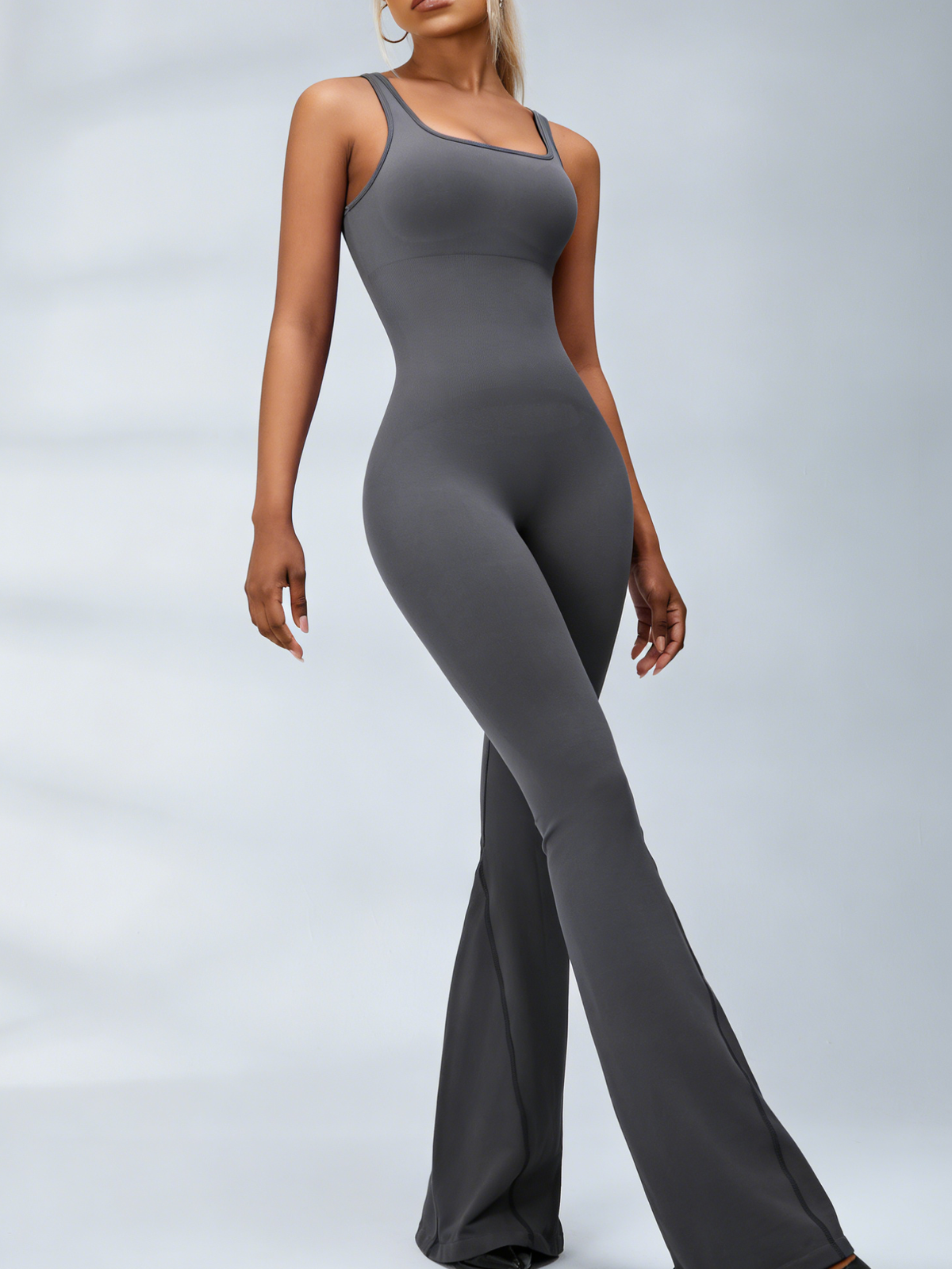 Backless Scrunch Bum Flare Jumpsuit