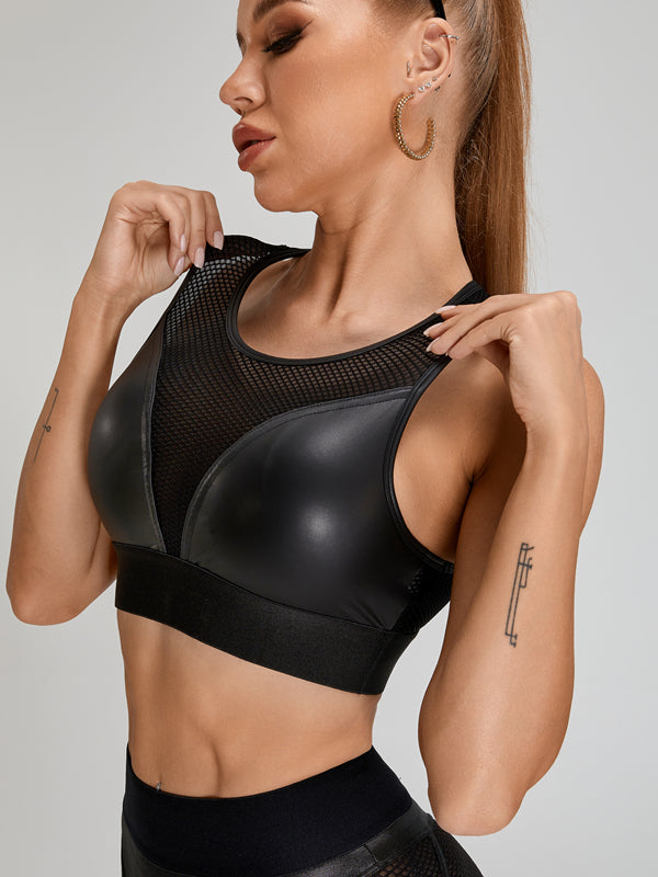 Fly Eye PU Hip-lift Spandex Gym Booty Shorts