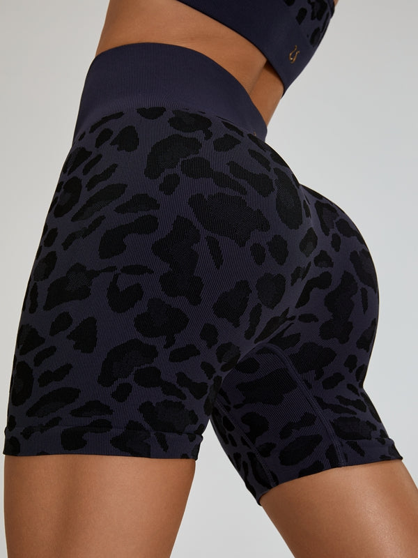 Leopard Print Big U Collar Short Tracksuits