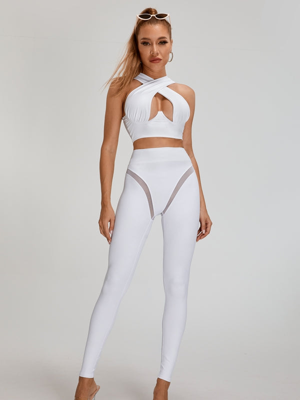 Super Sexy Unique Mesh Hip-lift Cross Tracksuit