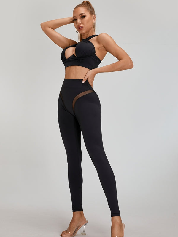 Super Sexy Unique Mesh Hip-lift Cross Tracksuit